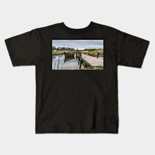 Landscape With Lake And Wooden Boat Kids T-Shirt